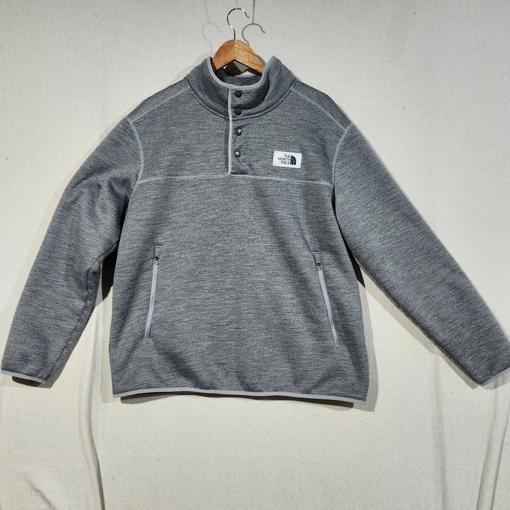 The North Face Mens XL Gray Sherpa Lined Quarter Snap Fleece Pullover Jacket
